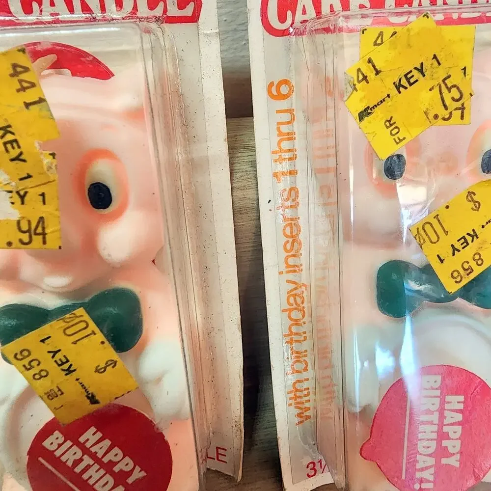 1979 Looney Tunes Porky Pig Birthday Candles Wilton Set of 2. With # Inserts 1-6